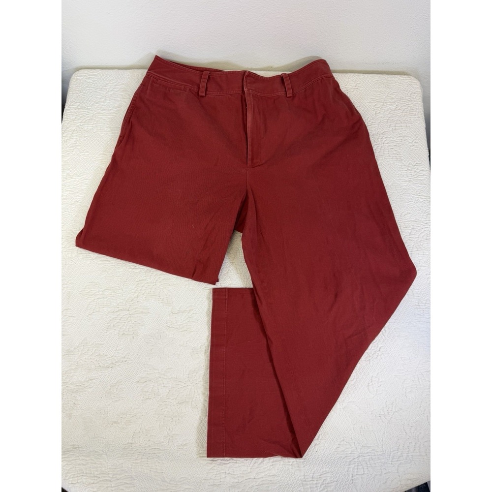 J Peterman Women's 18 Wide Leg‎ Ankle Pants Brick Red Cotton Blend 27" Inseam